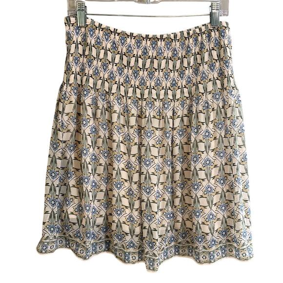 Max Studio Blue Floral Smocked Swing Skirt Size Large - Picture 1 of 8